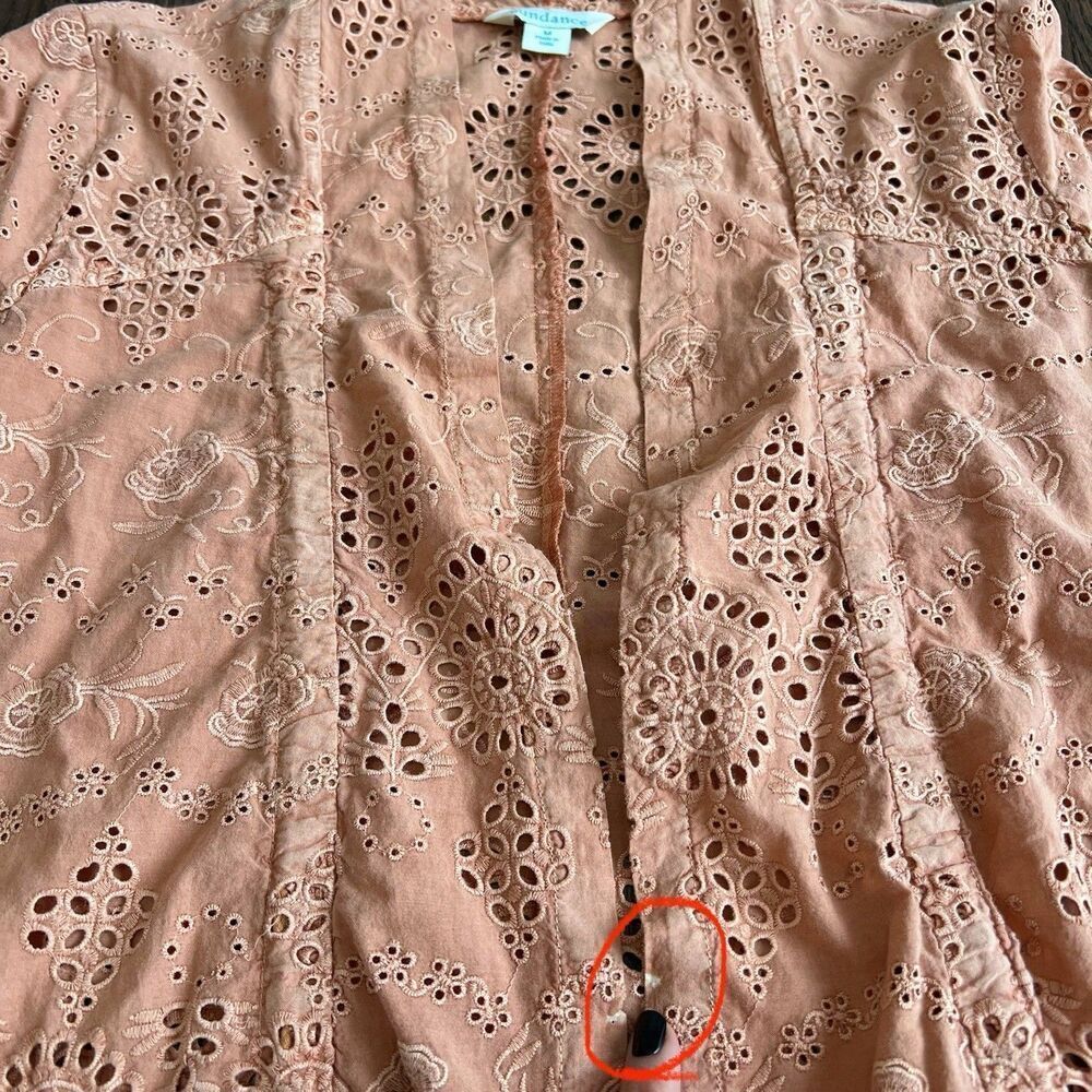 SUNDANCE Moonlight Eyelet Lace Jacket Terracotta Boho Open Front Size M - Picture 9 of 9